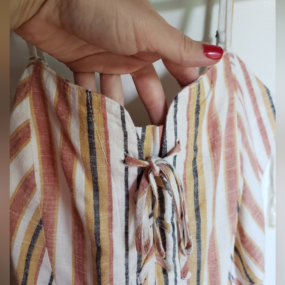 NWOT aeropostale sweetheart lace up caramel striped mini dress - Picture 9 of 13